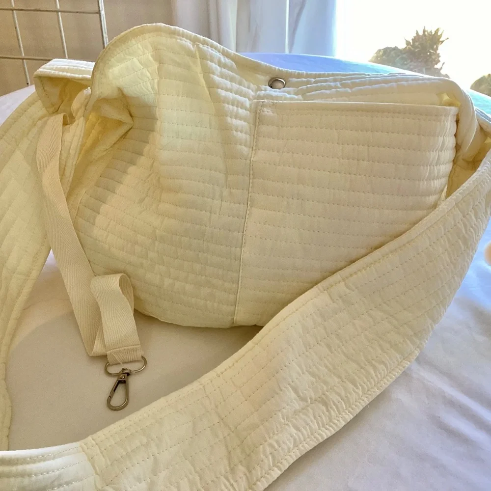 Cream Quilted Pet Sling Carrier - Comfortable Hands-Free Dog Carrier #C